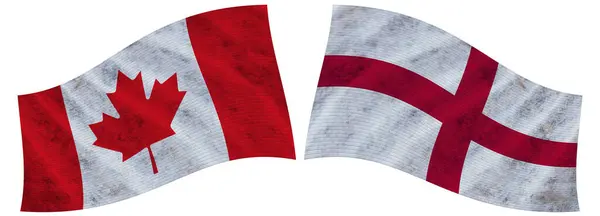 Inglaterra Canadá Canadian Wavy Fabric Flag Illustration — Fotografia de Stock