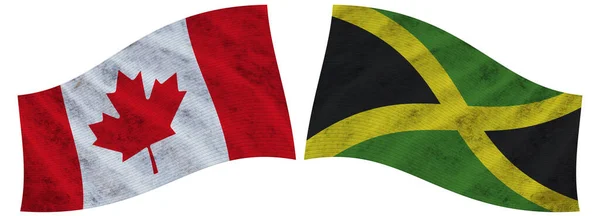 Jamaica Och Kanada Canadian Wavy Fabric Flag Illustration — Stockfoto