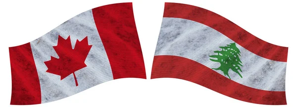 Libanon Kanada Canadian Wavy Fabric Flag Illustration — Stock fotografie