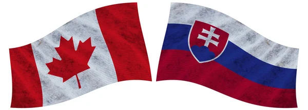 Slovakia Canada Canadian Wavy Fabric Flag Illustration — Stockfoto
