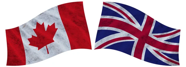 United Kingdom Canada Canadian Wavy Fabric Flag Illustration — Stock fotografie