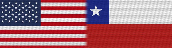 Chile Estados Unidos América Tecido Textura Bandeira Ilustração — Fotografia de Stock