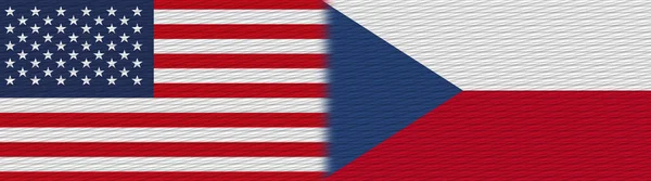 República Checa Estados Unidos América Tecido Textura Bandeira Ilustração — Fotografia de Stock