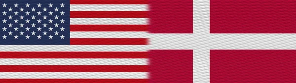 丹麦和美利坚合众国织物纹理标志3D插图 — 图库照片