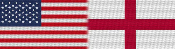 England Och Usa Tyg Textur Flagga Illustration — Stockfoto