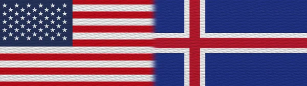 Iceland United States America Fabric Texture Flag Illustration — Stock Photo, Image