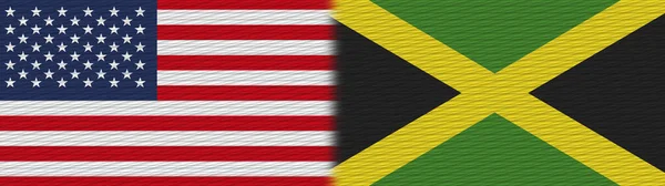 Jamaica Och Usa Tyg Textur Flagga Illustration — Stockfoto