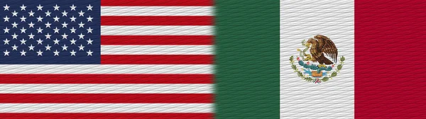 Mexico Verenigde Staten Van Amerika Fabric Texture Flag Illustratie — Stockfoto