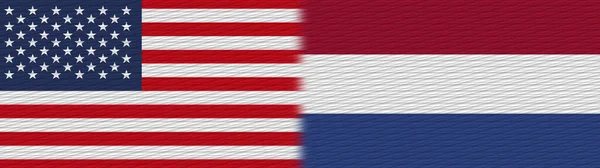Netherlands United States America Fabric Texture Flag Illustration — стокове фото