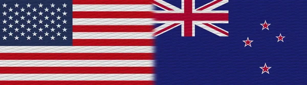Nový Zéland Spojené Státy Americké Fabric Texture Flag Illustration — Stock fotografie