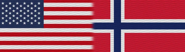 挪威和美利坚合众国织物纹理标志3D插图 — 图库照片