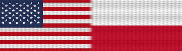 Polsko Spojené Státy Americké Fabric Texture Flag Illustration — Stock fotografie