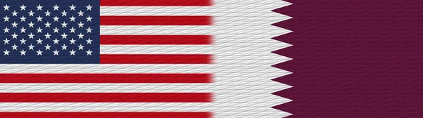 Qatar Och Usa Tyg Textur Flagga Illustration — Stockfoto