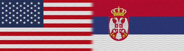Σερβία Και Ηνωμένες Πολιτείες Αμερικής Υφασμάτινη Σημαία Εικονογράφηση — Φωτογραφία Αρχείου