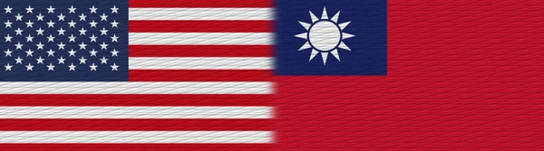 Ταϊβάν Και Ηνωμένες Πολιτείες Της Αμερικής Ύφασμα Σημαία Εικονογράφηση — Φωτογραφία Αρχείου