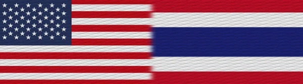 Thailand Och Usa Tyg Textur Flagga Illustration — Stockfoto
