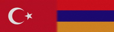 Ermenistan ve Türkiye Kumaş Dokusu Bayrağı 3D Görüntü