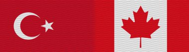 Kanada ve Türkiye Kumaş Doku Bayrağı 3D İllüstrasyon