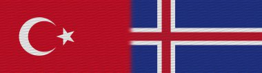 İzlanda ve Türkiye Kumaş Doku Bayrağı 3D Görüntü