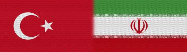 İran ve Türkiye Kumaş Doku Bayrağı 3D İllüstrasyon