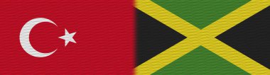 Jamaika ve Türkiye Kumaş Dokusu Bayrağı 3D Görüntü