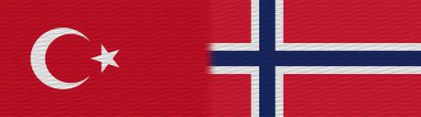Norveç ve Türkiye Kumaş Doku Bayrağı 3D Görüntü