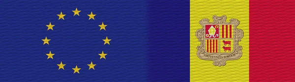 Andorra Unión Europea Tela Textura Bandera Ilustración — Foto de Stock