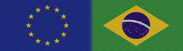Drapeau Texture Tissu Brésil Union Européenne Illustration — Photo