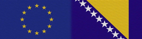 Βοσνία Ερζεγοβίνη Και Ευρωπαϊκή Ένωση Ευρώπη Ύφασμα Σημαία Εικονογράφηση — Φωτογραφία Αρχείου