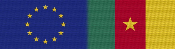 Camerun Unione Europea Europa Tessuto Texture Flag Illustrazione — Foto Stock