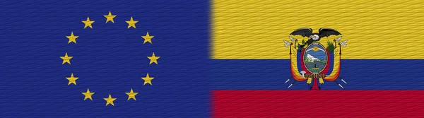 Ekwador Unia Europejska Flaga Tekstur Tkanin Flaga Ilustracja — Zdjęcie stockowe