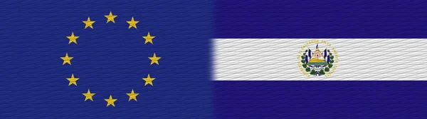 Salwador Unia Europejska Flaga Tekstur Tkanin Flaga Ilustracja — Zdjęcie stockowe