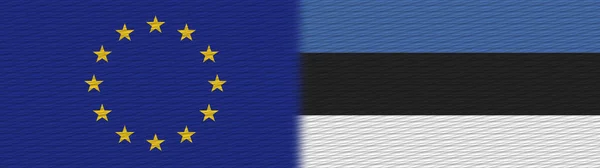 Estonia and European Union Europe Fabric Texture Flag  3D Illustration