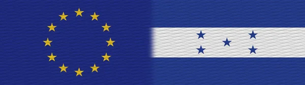 Ονδούρα Και Ευρωπαϊκή Ένωση Ευρώπη Ύφασμα Σημαία Εικονογράφηση — Φωτογραφία Αρχείου