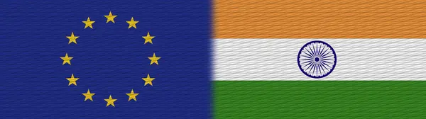 Indien Och Europa Tyg Textur Flagga Illustration — Stockfoto
