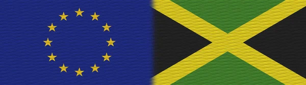 ジャマイカと欧州連合の生地テクスチャフラグ3Dイラスト — ストック写真