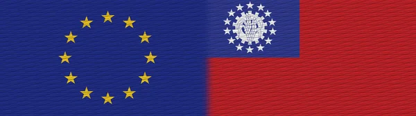 Myanmar Birma Europese Unie Europa Textuur Vlag Illustratie — Stockfoto