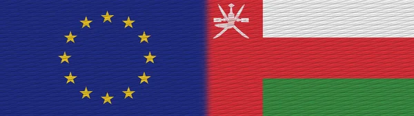 Omã União Europeia Europa Tecido Textura Bandeira Ilustração — Fotografia de Stock