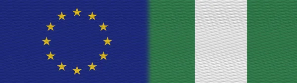 Nigeria Unia Europejska Flaga Tekstur Tkanin Flaga Ilustracja — Zdjęcie stockowe