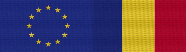 Romania European Union Europe Fabric Texture Flag Illustration — стокове фото