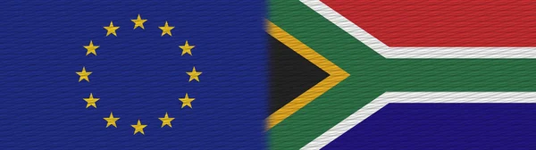 Dél Afrika Európai Unió Európa Szövettextúra Zászló Illusztráció — Stock Fotó