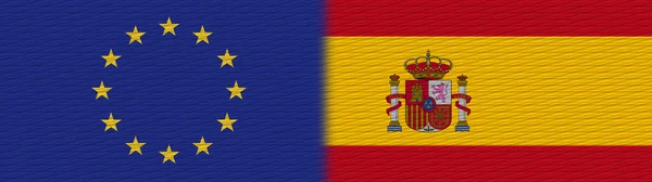 Spanyolország Európai Unió Európa Szövettextúra Zászló Illusztráció — Stock Fotó