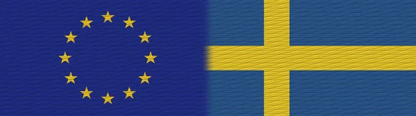 Sverige Och Europeiska Unionen Europe Fabric Texture Flag Illustration — Stockfoto