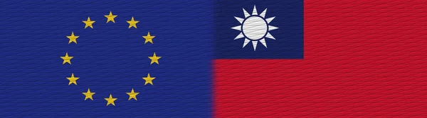 Taiwan União Europeia Europa Tecido Textura Bandeira Ilustração — Fotografia de Stock