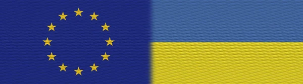 Ukrajna Európai Unió Európa Szövettextúra Zászló Illusztráció — Stock Fotó