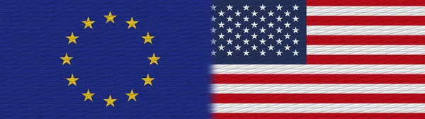 Stany Zjednoczone Ameryki Unia Europejska Tkanina Flaga Tekstury Ilustracja — Zdjęcie stockowe