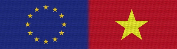Vietnã União Europeia Europa Tecido Textura Bandeira Ilustração — Fotografia de Stock