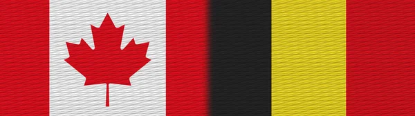 Belgien Und Kanada Kanadische Texturfahne Illustration — Stockfoto