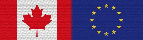 União Europeia Canadá Canadian Fabric Texture Flag Illustration — Fotografia de Stock