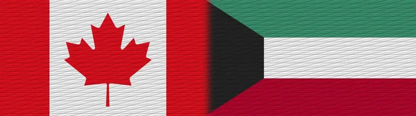 Kuwait Canadá Canadian Fabric Texture Flag Ilustração — Fotografia de Stock